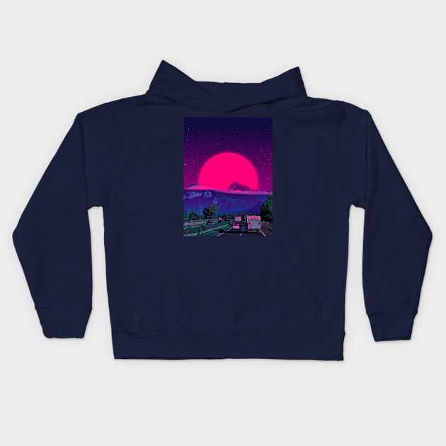 Neon Worlds IV Kids Hoodie by Yagedan